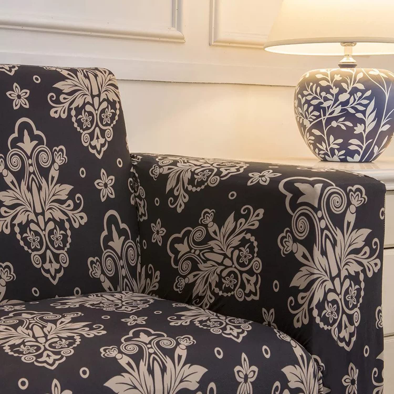 Trendize Exclusive Stretchable Sofa Cover - Black Brocade