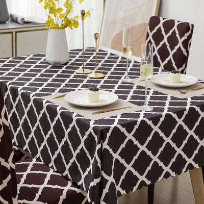 Premium Dining Table & Chair Cover Combo - Diamond Brown