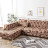 L Shape Sofa Cover - Cream Brocade