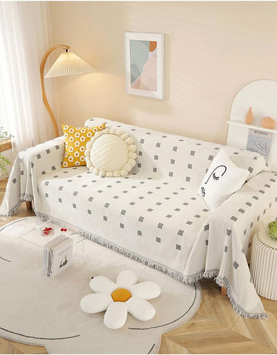 Premium Double Sided Chenille Sofa Covers - Grey Mosaic