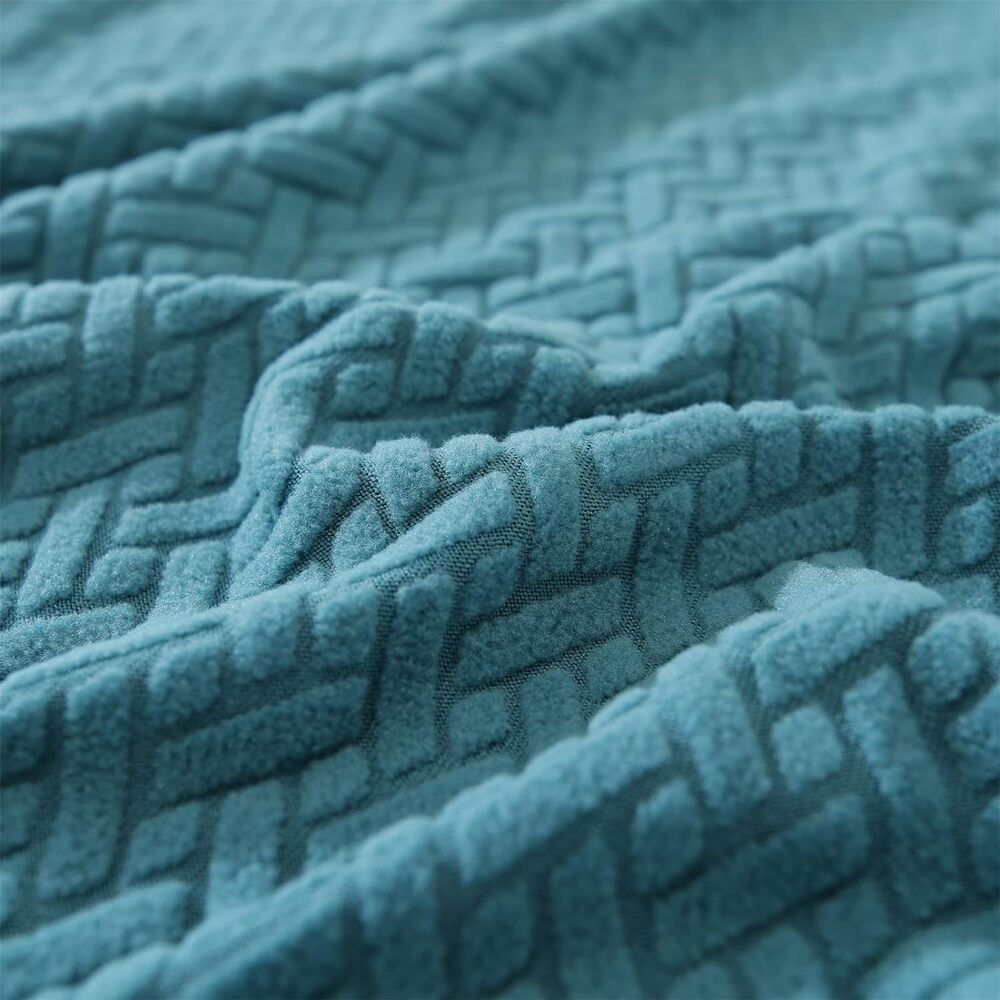 2026 L Shape Polar Fleece Sofa Cover : Teal