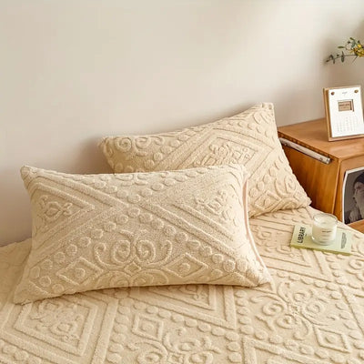 3D Engraved European Fitted Bedsheet - Mocha Mousse