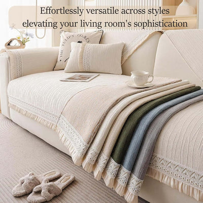RUFFLE LACE ANTI SKID SOFA MAT - BEIGE