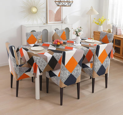 Premium Dining Table & Chair Cover Combo - Prism Orange