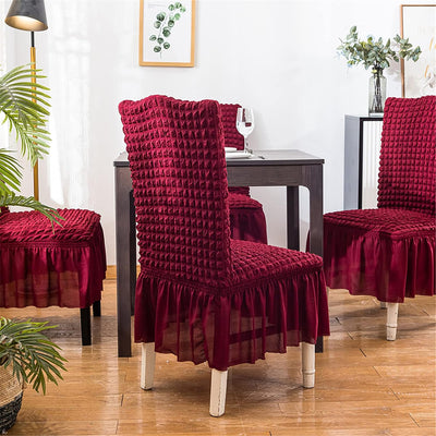 2026 Turkish Bubble Frill Chair Covers : Maroon