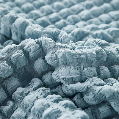 2026 L Shape Turkish Bubble Frill Sofa Covers : Powder Blue
