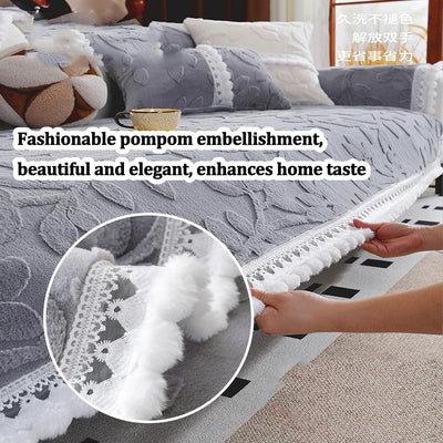TASSEL NON SLIP LEAF SOFA MAT - BROWN