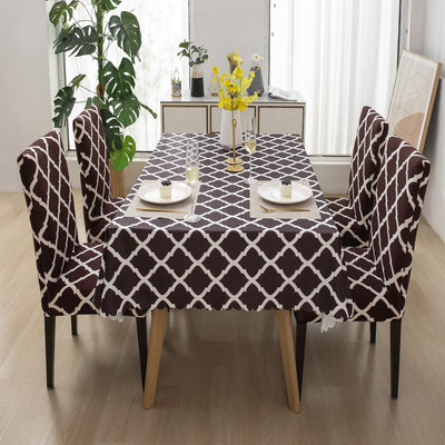 Premium Dining Table & Chair Cover Combo - Diamond Brown