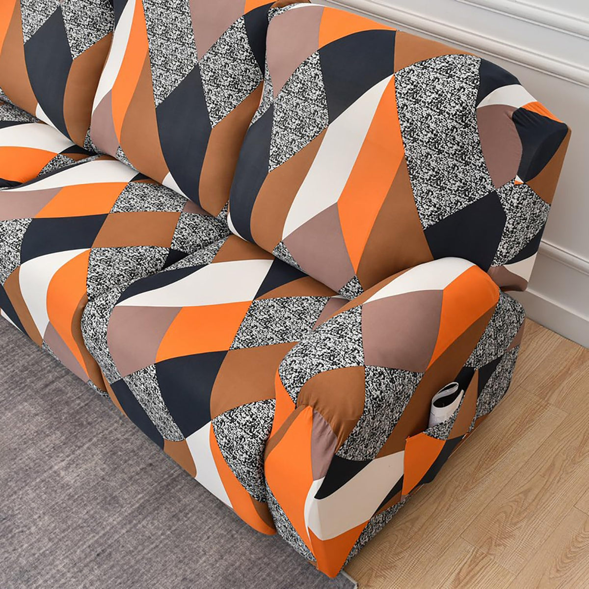 Premium Printed Recliner Sofa Cover : Prism Orange