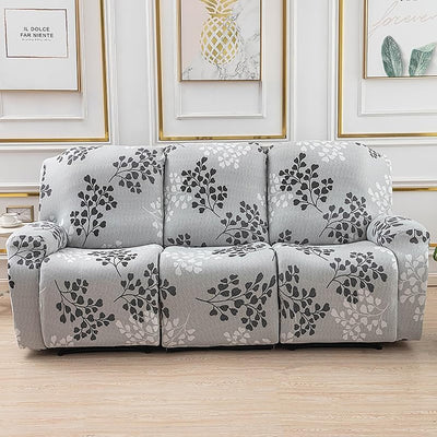 Premium Printed Recliner Sofa Cover : Petal Grey