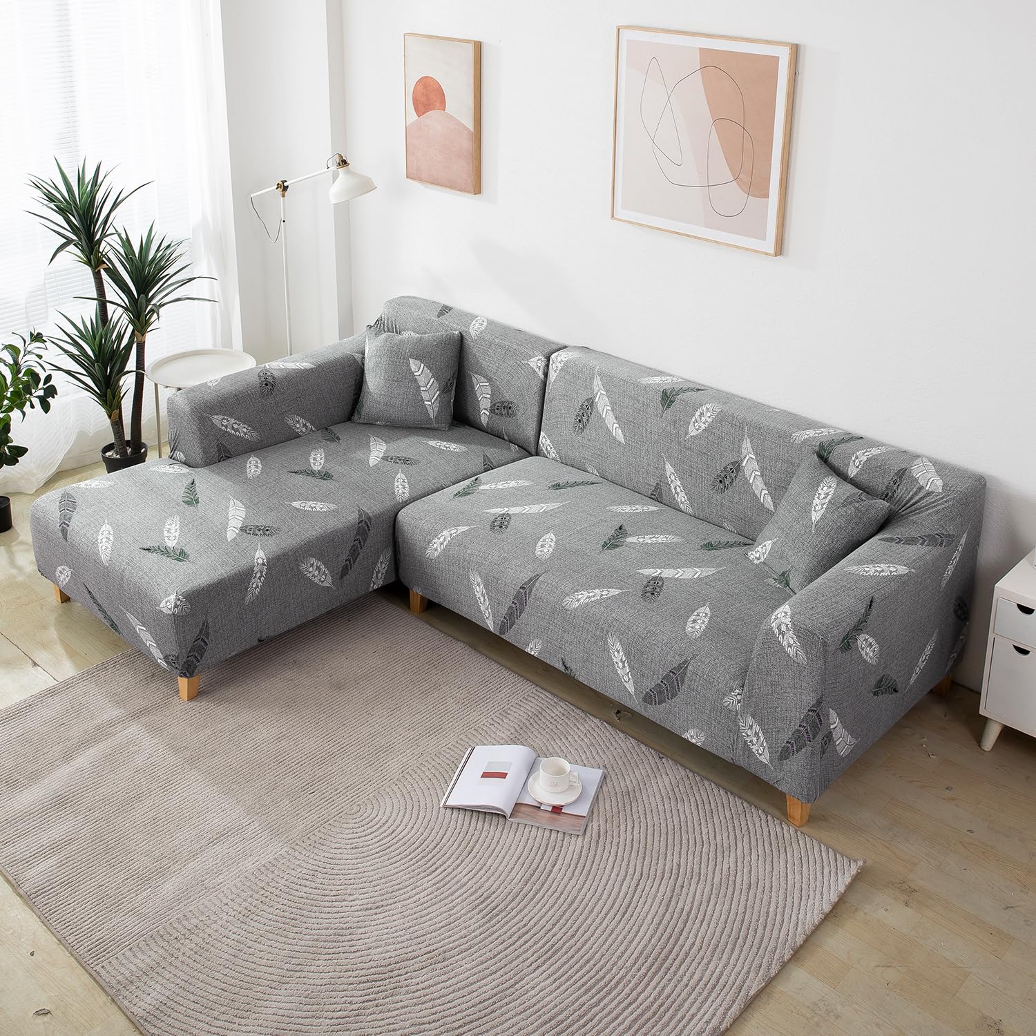 L Shape Sofa Cover - Fern Grey