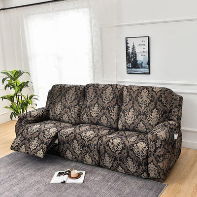 Premium Printed Recliner Sofa Cover : Royal Black