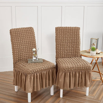 2025 Turkish Bubble Frill Chair Covers : Light Brown