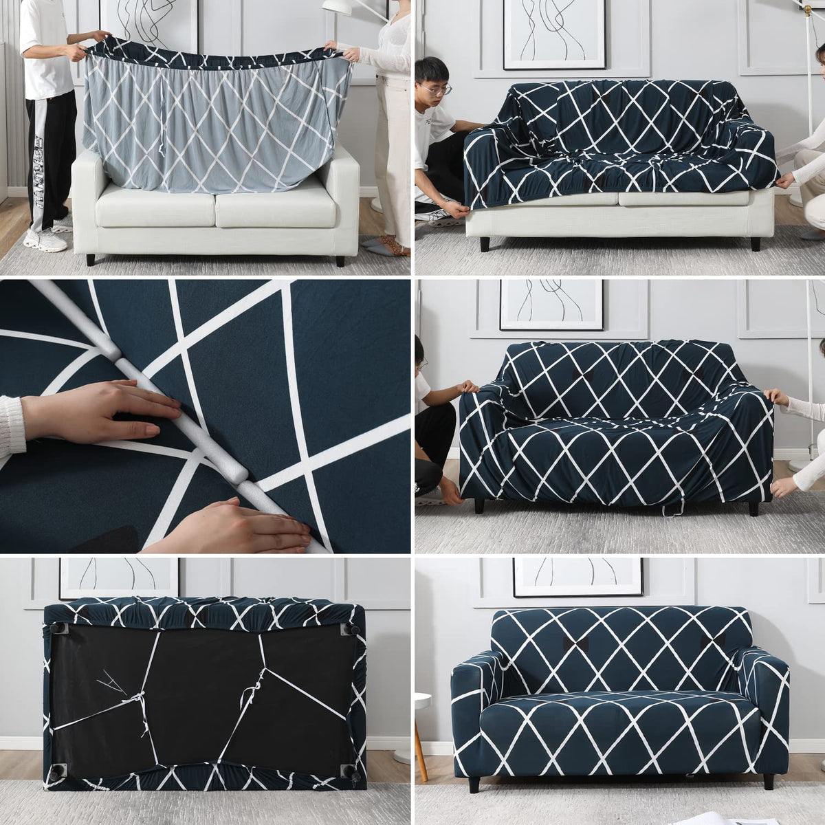 Trendize Exclusive Stretchable Sofa Cover - Cross Blue