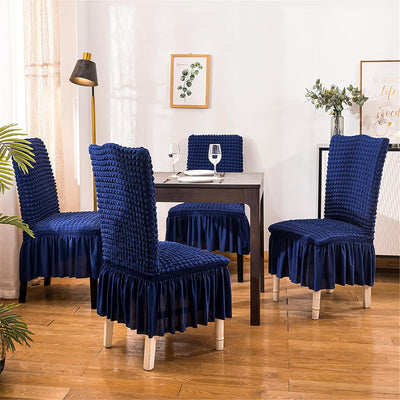 2025 Turkish Bubble Frill Chair Covers : Navy