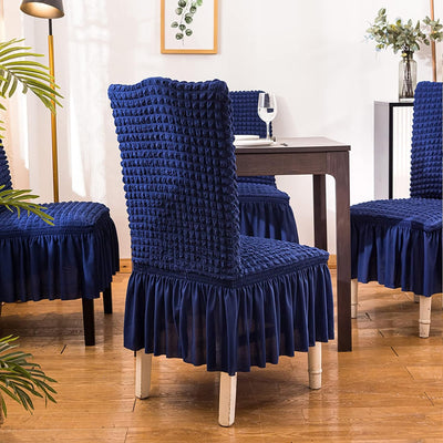 2025 Turkish Bubble Frill Chair Covers : Navy