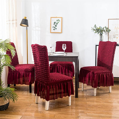 2026 Turkish Bubble Frill Chair Covers : Maroon