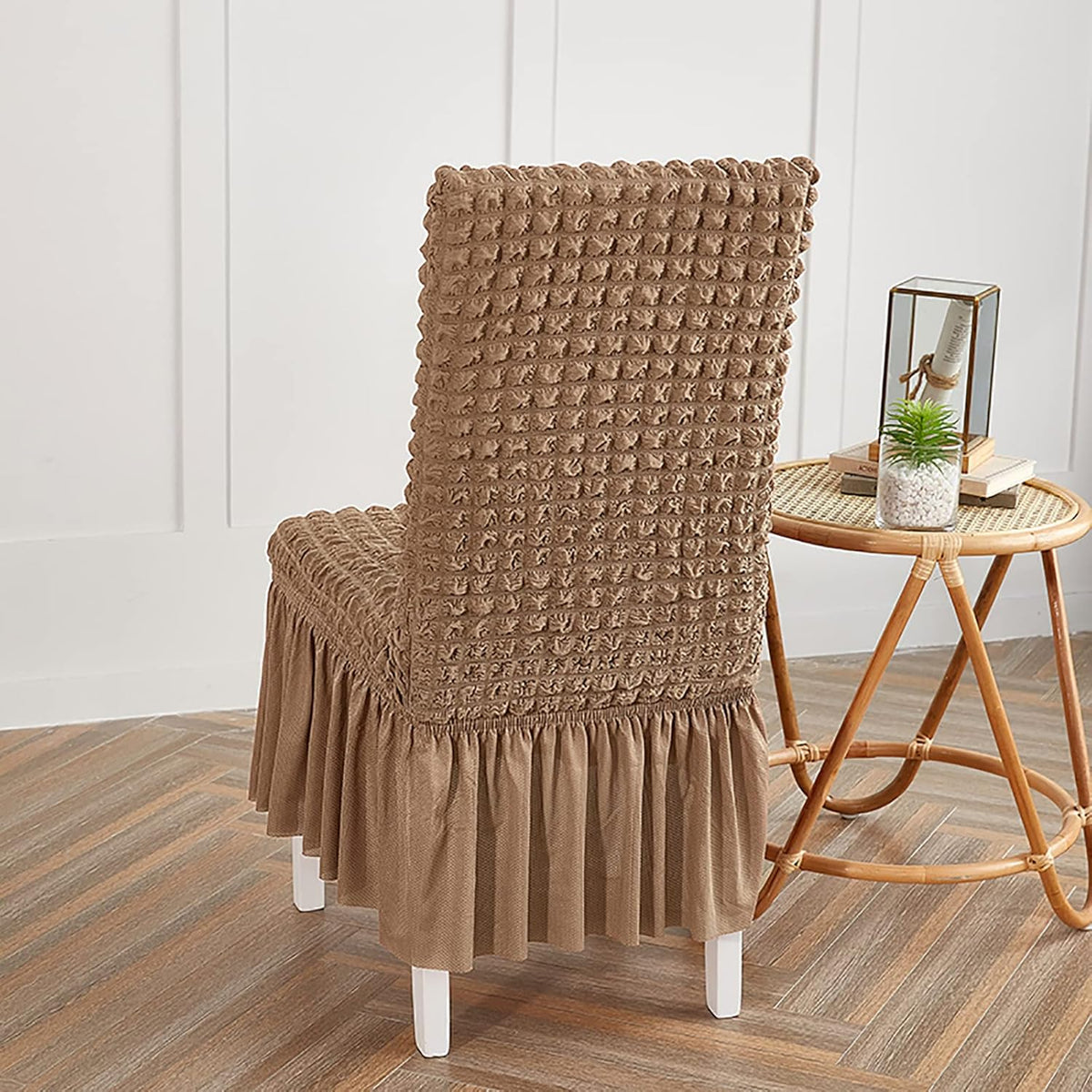 2026 Turkish Bubble Frill Chair Covers : Light Brown