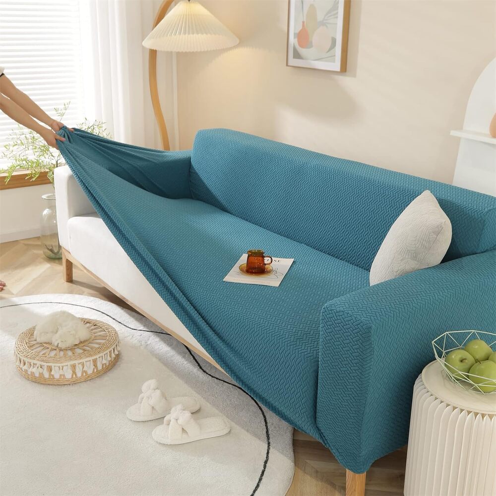 2026 L Shape Polar Fleece Sofa Cover : Teal
