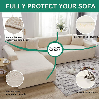 2025 L Shape Polar Fleece Sofa Cover : Pastel Pink