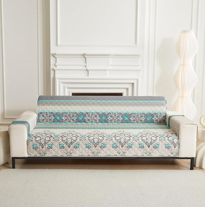 NON SLIP QUILTED SOFA PROTECTOR MAT - THICK PRINTED WITH STRAP