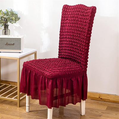 2026 Turkish Bubble Frill Chair Covers : Maroon