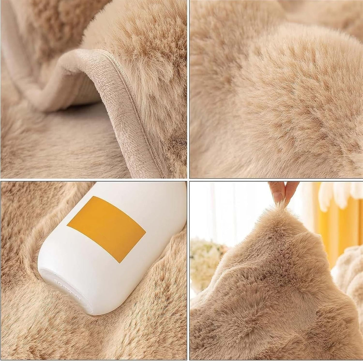 Plush Non Slip Sofa Mat - Camel Brown