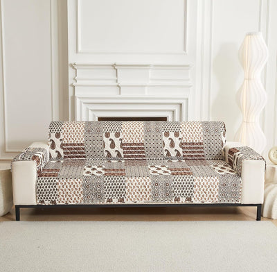 NON SLIP QUILTED SOFA PROTECTOR MAT - THICK PRINTED WITH STRAP