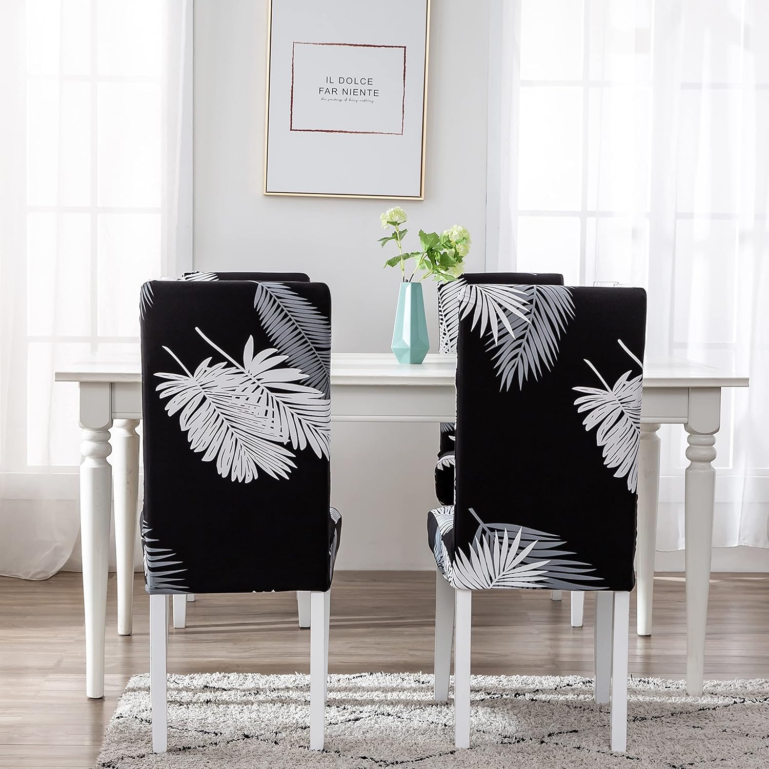 Stretchable Chair Covers, Black Fern