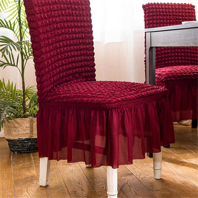 2026 Turkish Bubble Frill Chair Covers : Maroon