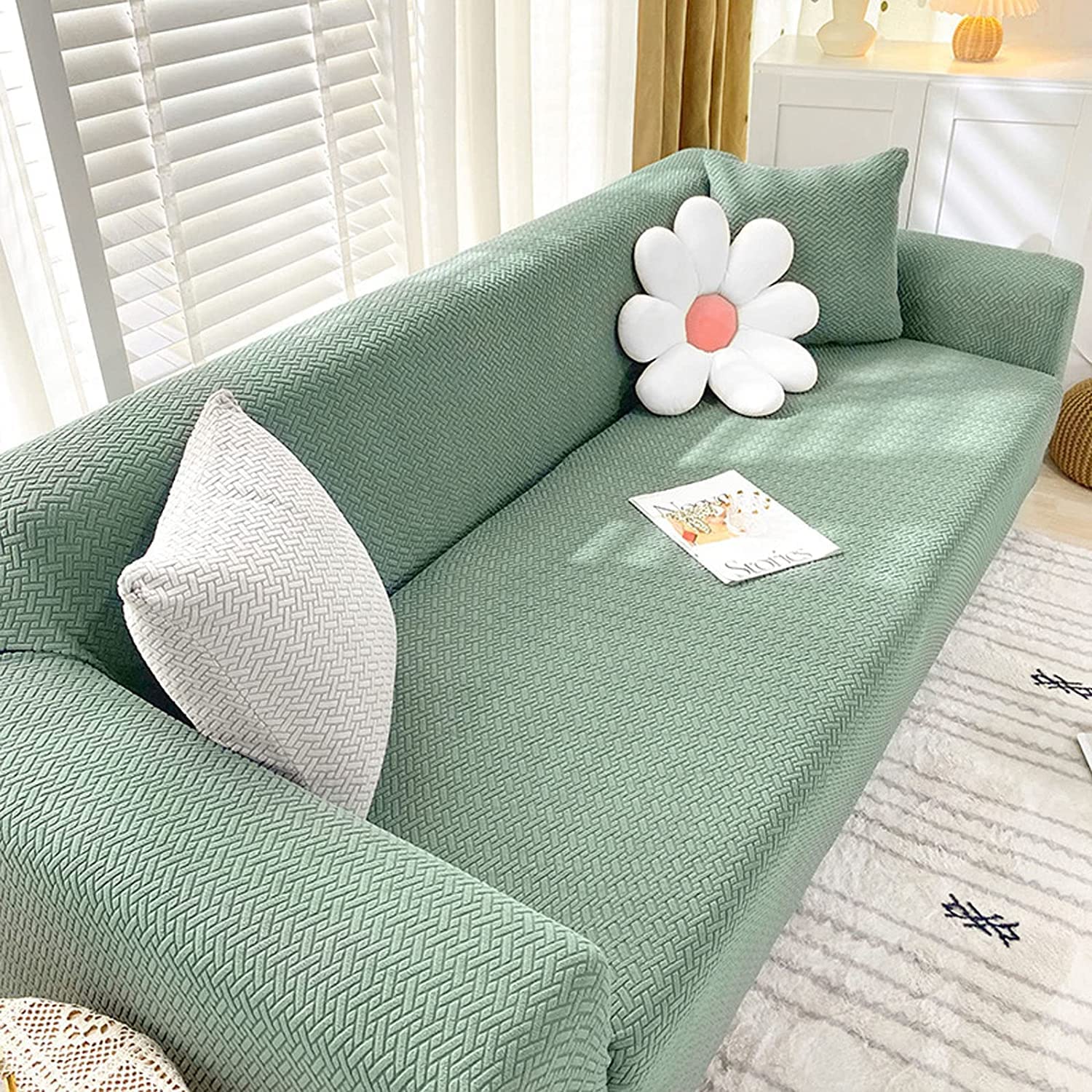 2026 Polar Fleece Sofa Cover : Pastel Green