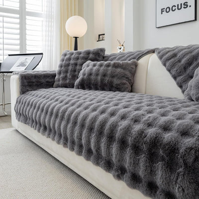 Plush Non Slip Sofa Mat - Midnight Grey
