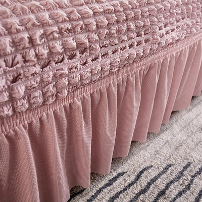 2025 L Shape Turkish Bubble Frill Sofa Covers : Blush Pink