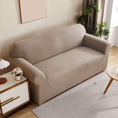 2025 L Shape Polar Fleece Sofa Cover : Khaki
