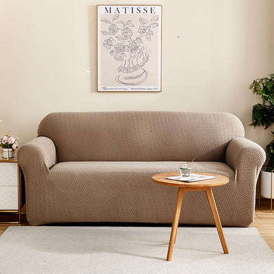 2025 L Shape Polar Fleece Sofa Cover : Khaki