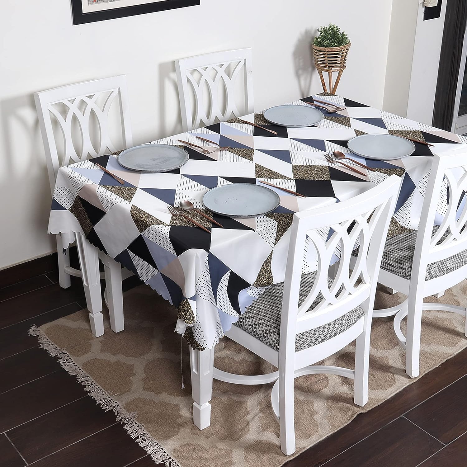 Trendize Premium Waterproof  Matching Table Cover - Geometric Brown