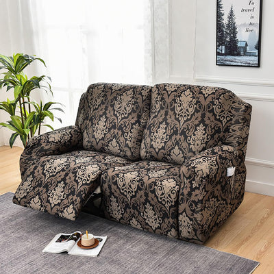 Premium Printed Recliner Sofa Cover : Royal Black
