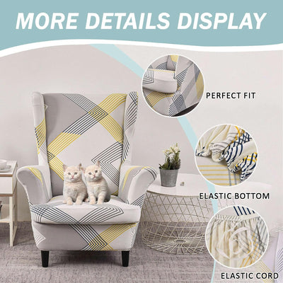 SnugFit Wingback Chair Slipcover - Geometric Ivory