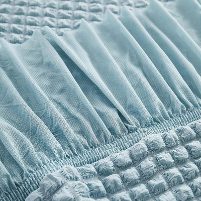 2026 L Shape Turkish Bubble Frill Sofa Covers : Powder Blue