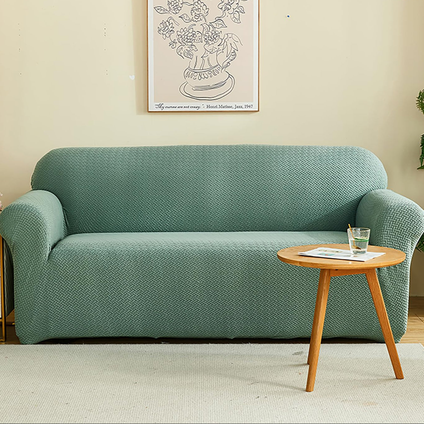 2026 Polar Fleece Sofa Cover : Pastel Green