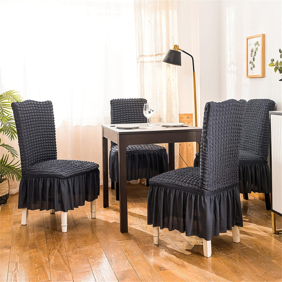 2026 Turkish Bubble Frill Chair Covers : Dark Grey