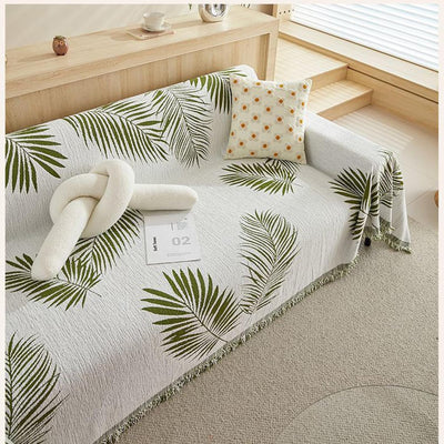 Premium Double Sided Chenille Sofa Covers - Green Leaf