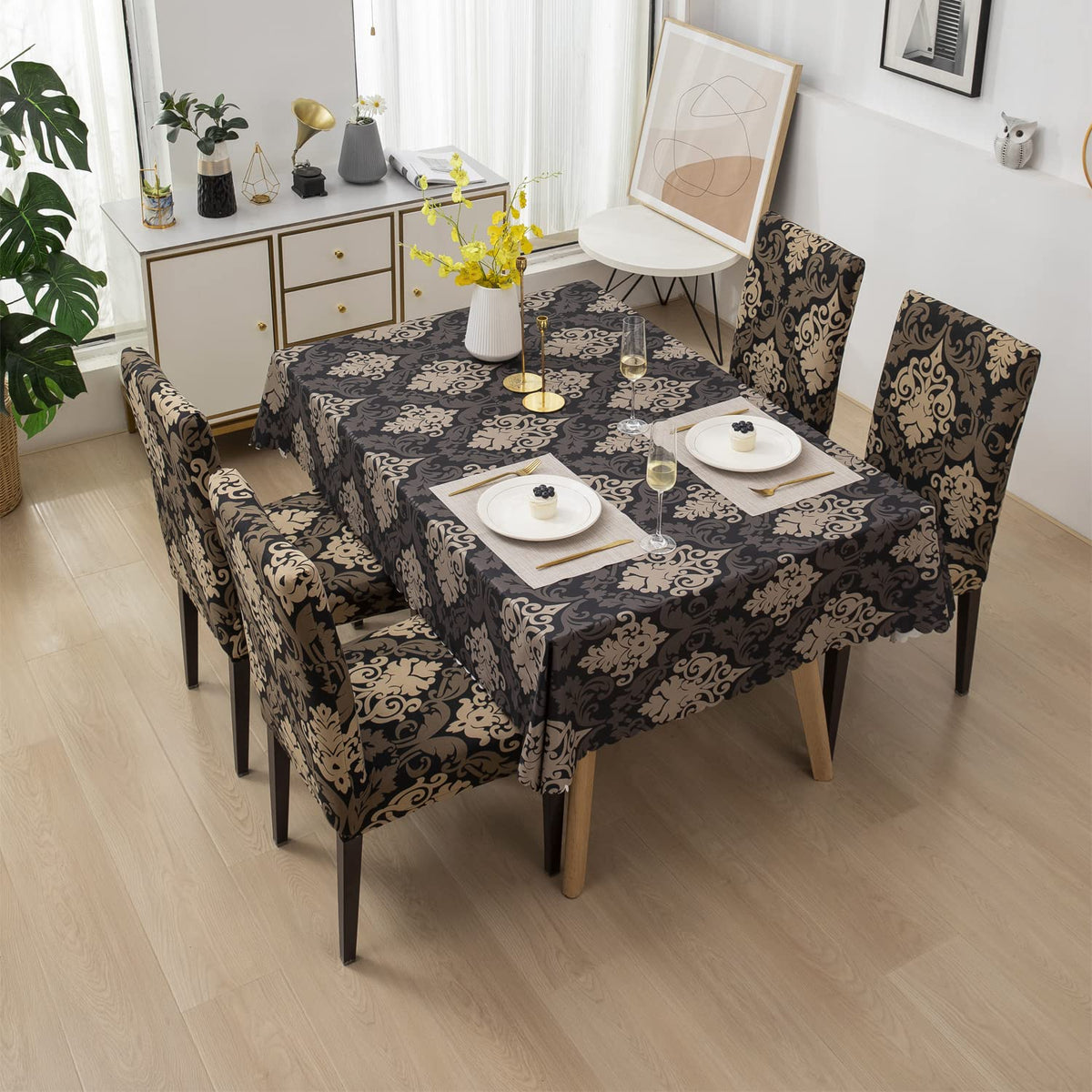 Premium Dining Table & Chair Cover Combo - Royal Black