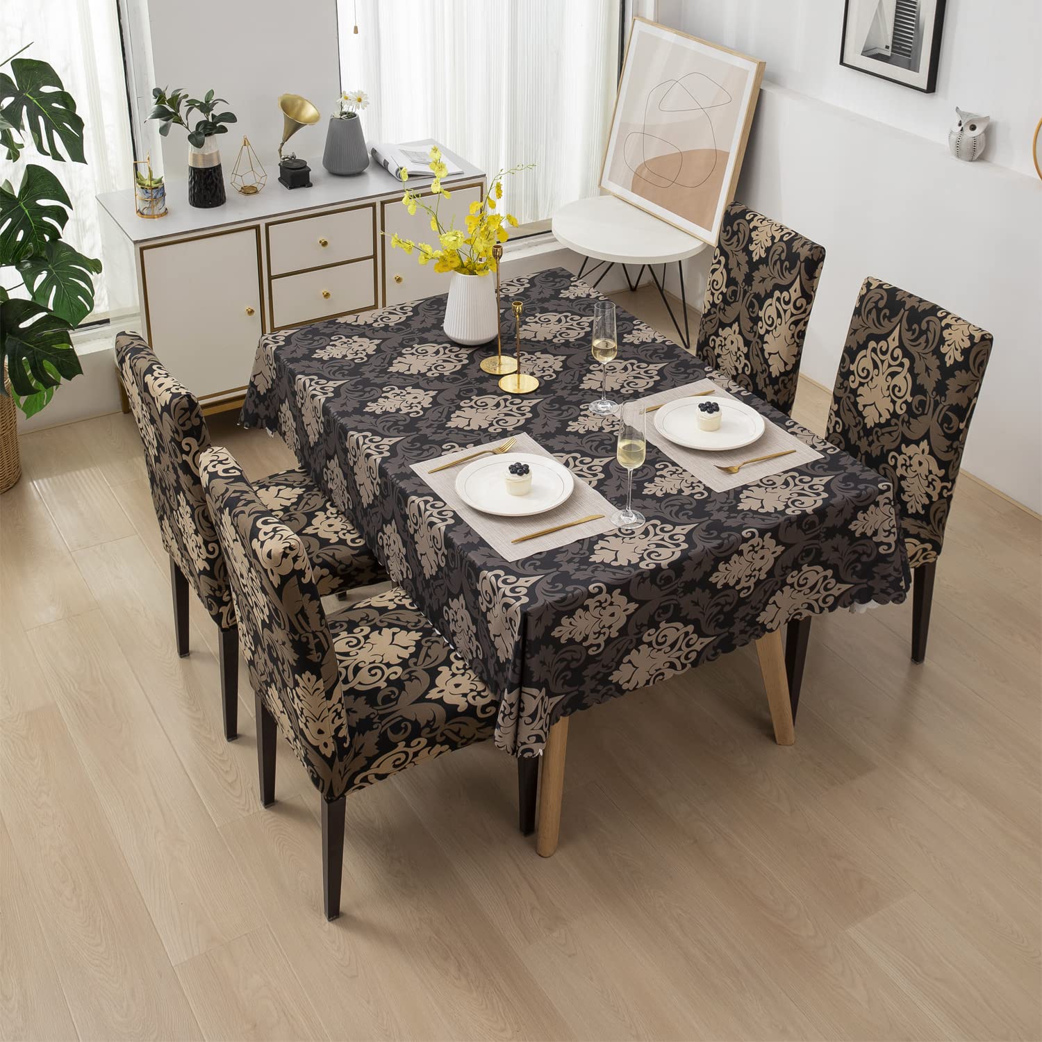 Premium Dining Table & Chair Cover Combo - Royal Black