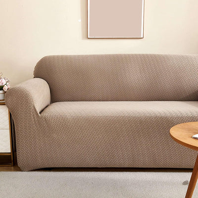 2025 L Shape Polar Fleece Sofa Cover : Khaki
