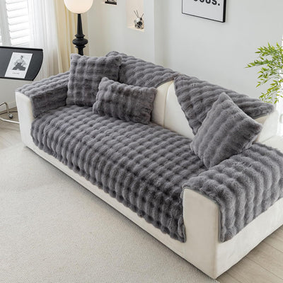 Plush Non Slip Sofa Mat - Midnight Grey