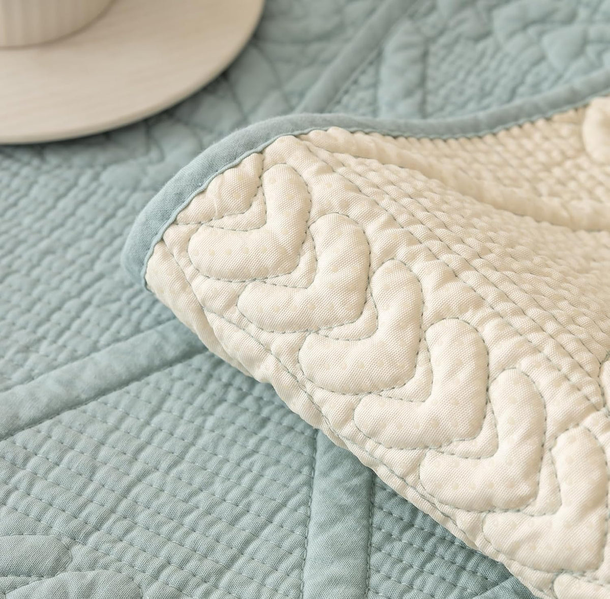 PREMIUM COTTON QUILTED SOFA MAT - POWDER BLUE