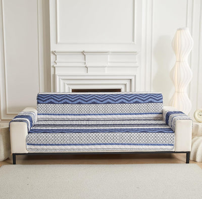 NON SLIP QUILTED SOFA PROTECTOR MAT - THICK PRINTED WITH STRAP
