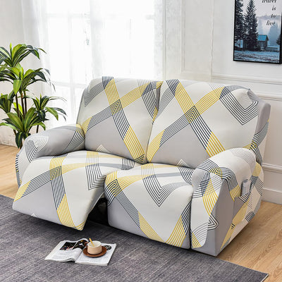 Premium Printed Recliner Sofa Cover : Yellow Curve