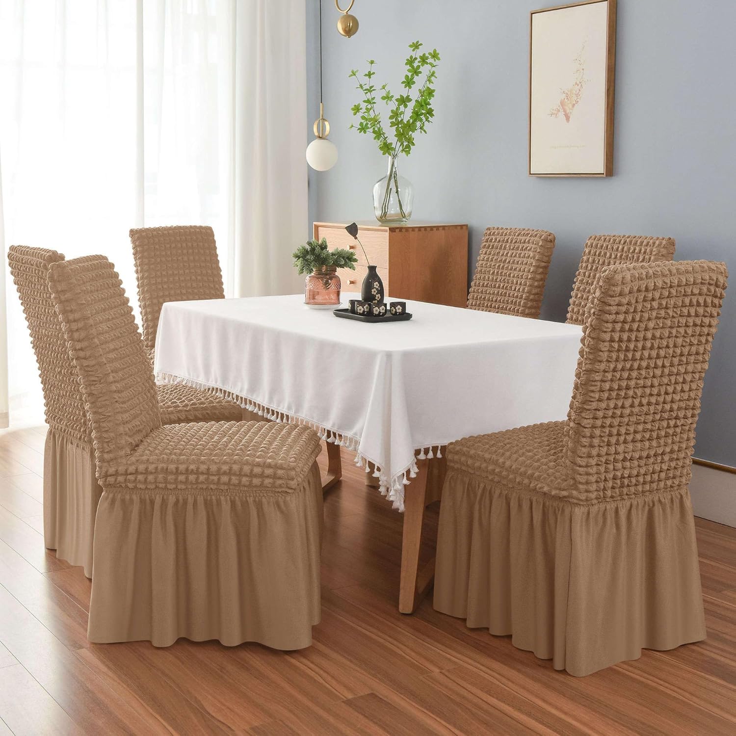 2026 Turkish Bubble Frill Chair Covers : Light Brown